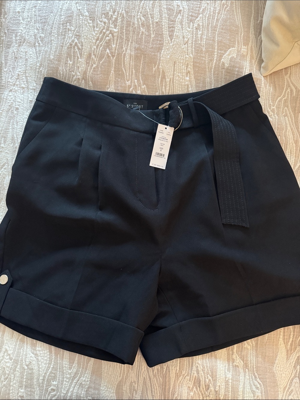 White House Black Market Black Belted Cuffed Shorts